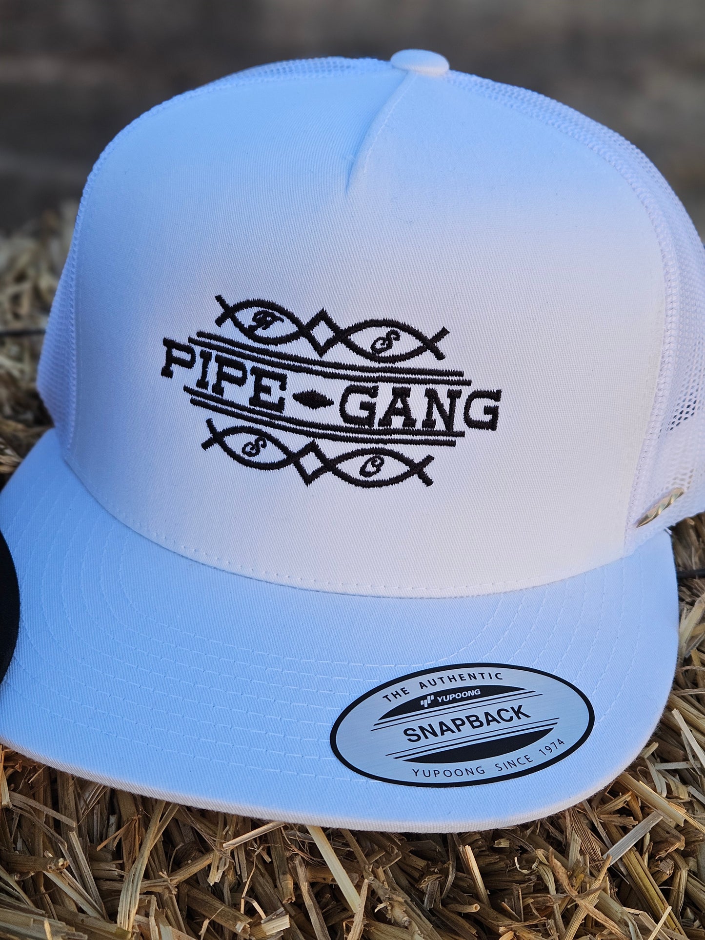 Pipe Gang Snapback White Flat Bill